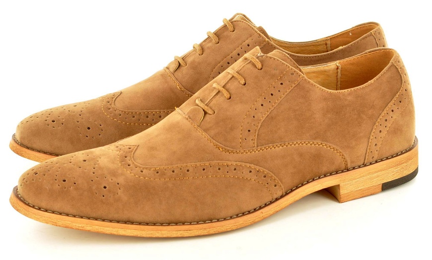 Image 19: Men's Faux Suede Brogue Shoes