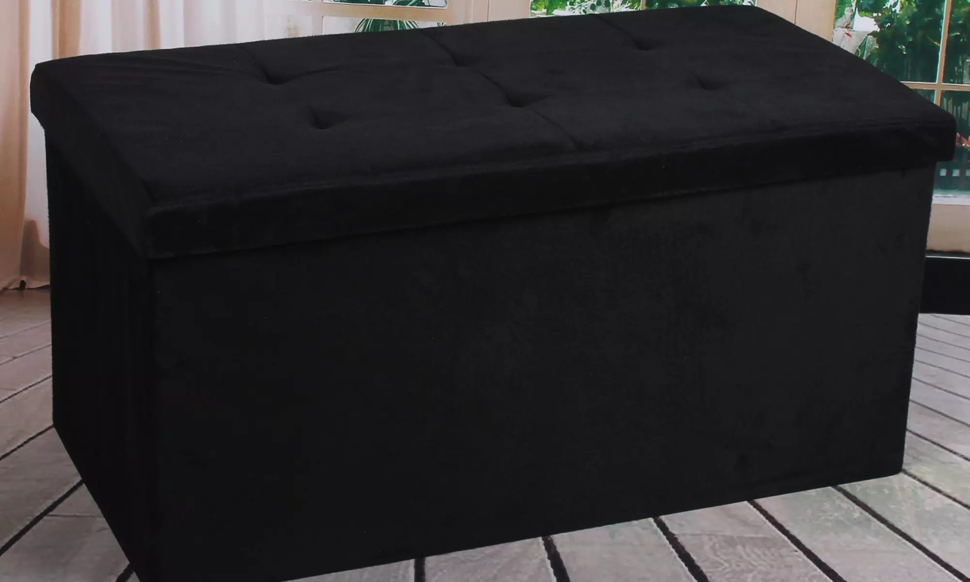 Bancs pliants de rangement en PV et velours - Primary Image