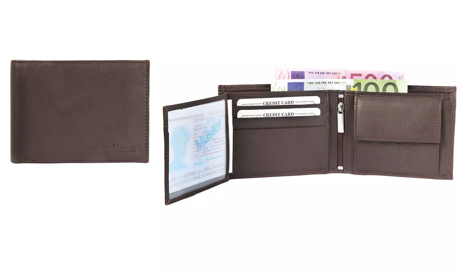 1x, 2x, oder 3x Herren- oder Unisex-Geldbörse aus Leder