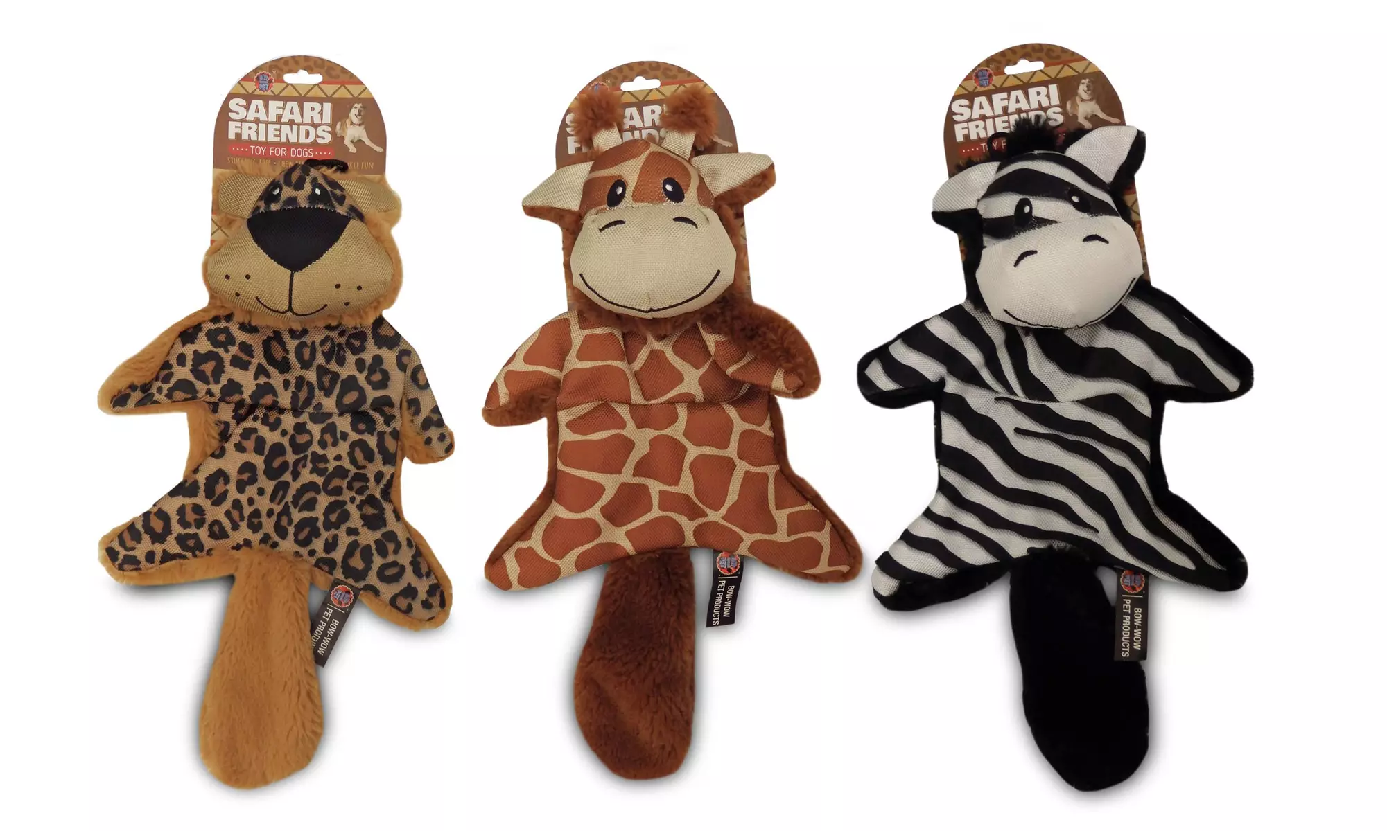Bow-Wow Safari Squad Squeaky Crinkle Dog Toys (4-Pack) - Second Medium