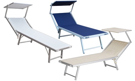 Lettino pieghevole con parasole inclinabile, disponibile in 3 colori