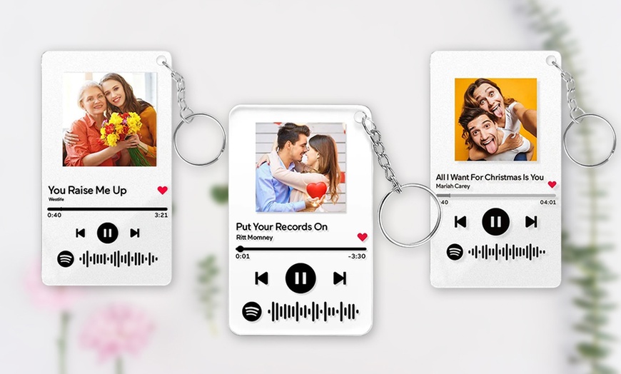 Image 1: Personalize Your One or Two Custom Acrylic Spotify Keychains