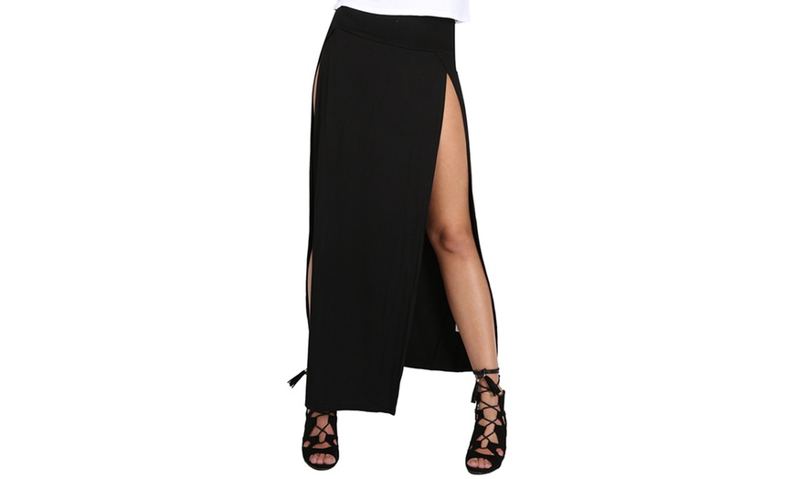 Image 2: High-Waisted Double Split Skirt