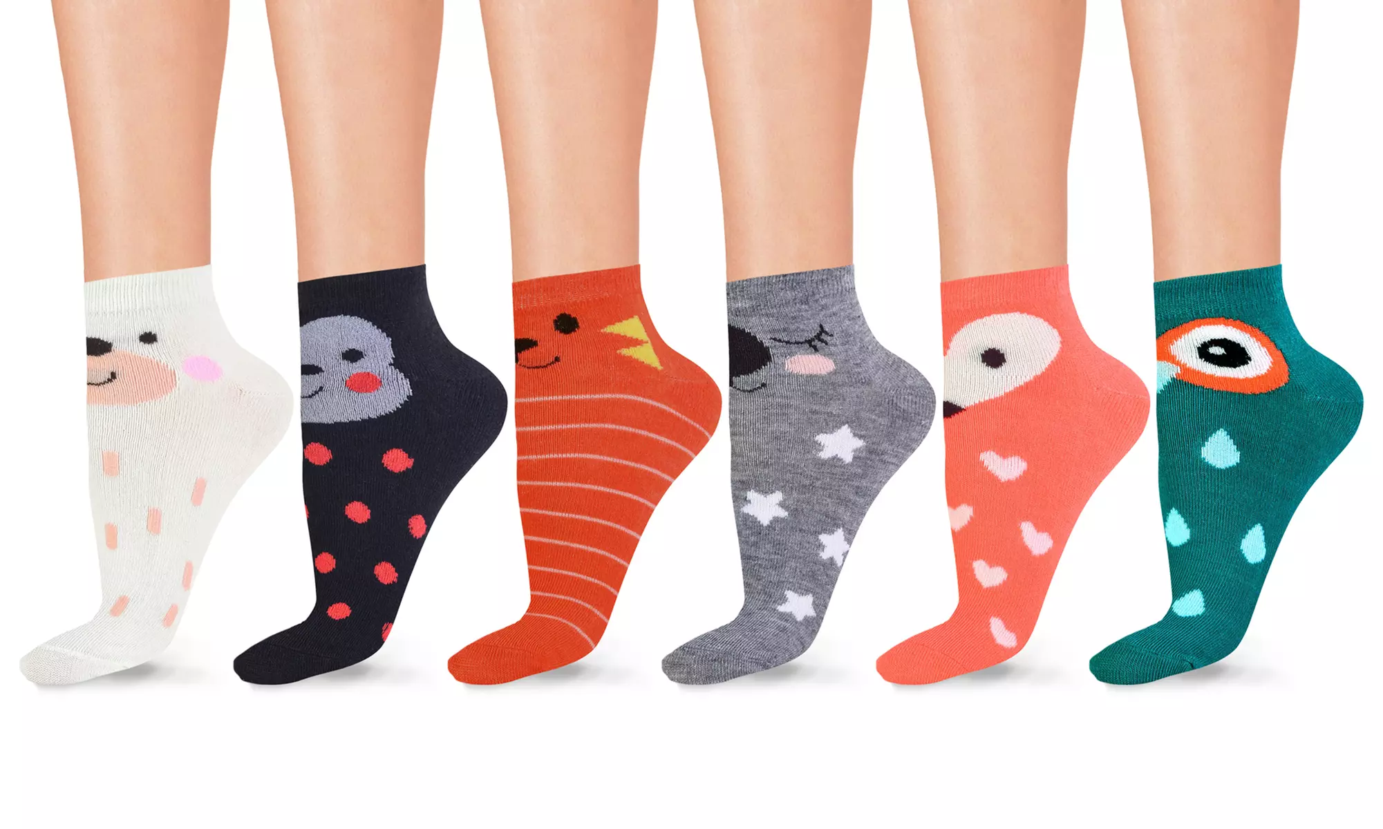 Women's Cute and Fun Ankle Socks (6 Pairs) - Primary Image