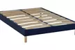 Sommier velours bleu nuit avec pied en bois, disponible avec tête de lit ou matelas en option, livraison gratuite - Second Medium