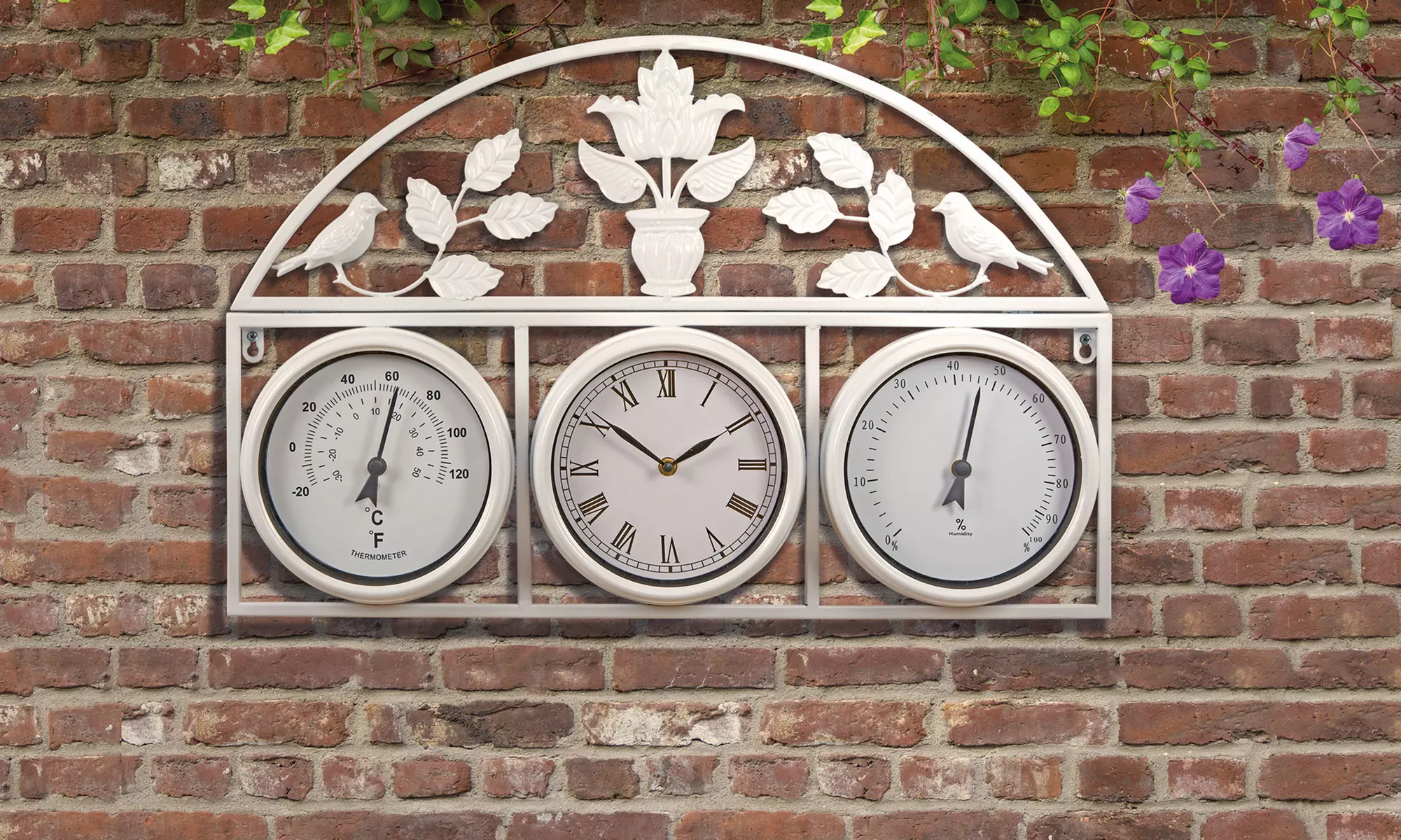Garden Clock and Weather Station - Black, Grey or Cream