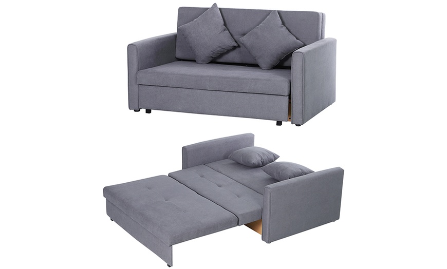 Image 3: HomCom Three-in-One Sofa Bed