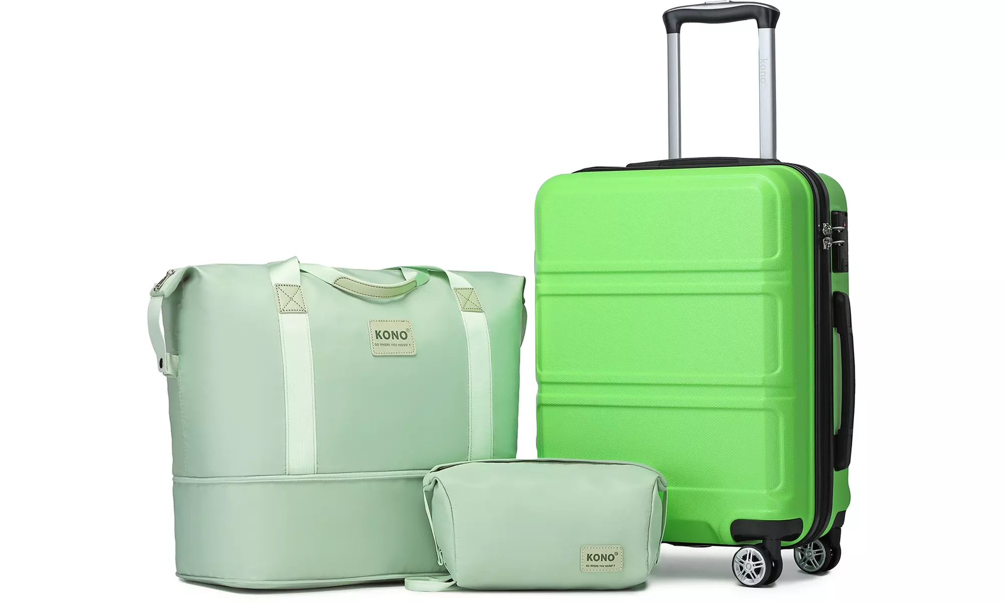 1, 2 oder 3x KONO Hartschalenkoffer-Set mit Reisetasche