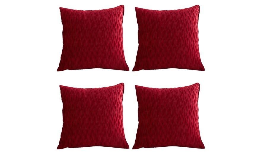 Image 7: Two or Four Packs of Striped Velvet Square Decorative Pillow Cases