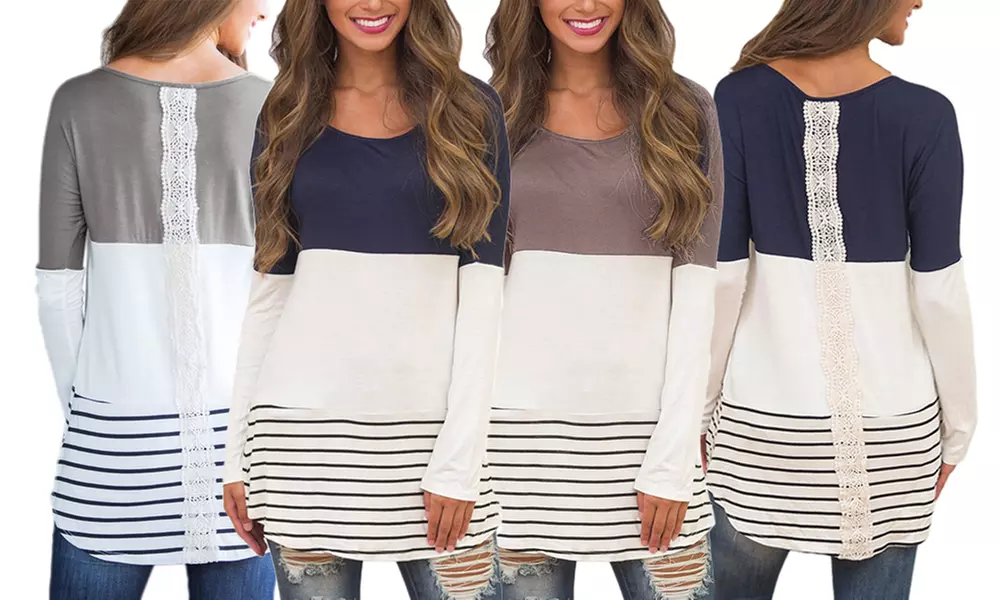 1x oder 2x Damen-Tunika mit Spitze am Rücken in der Farbe und Größe nach Wahl - Primary Image