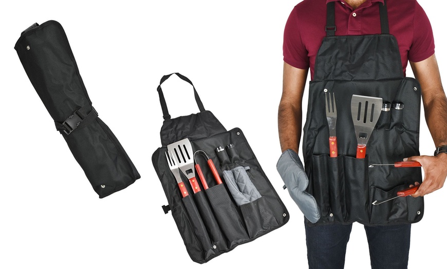 Image 2: 7-Piece BBQ Apron and Tool Set