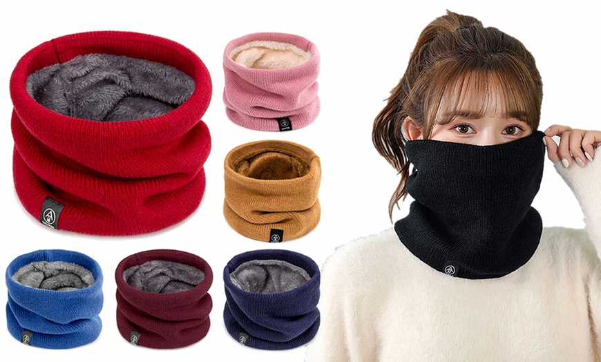 Image 1: Soft Fleece Lined Neck Warmer Scarf