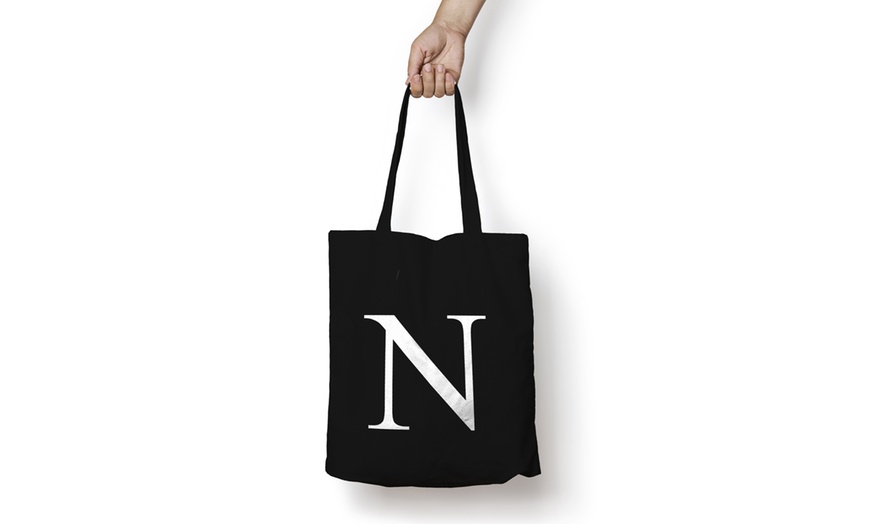 Image 15: Alphabet Letter Cotton Tote Bag