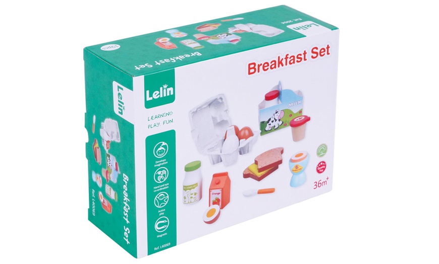 Image 4: Lelin Wooden Breakfast Toy Set