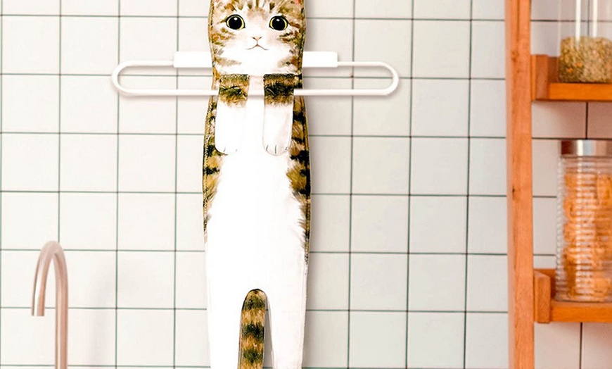 Image 11: Cat Funny Hanging Hand Towels 