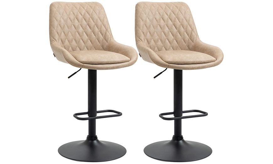 Image 1: Two HomCom Adjustable Bar Stools