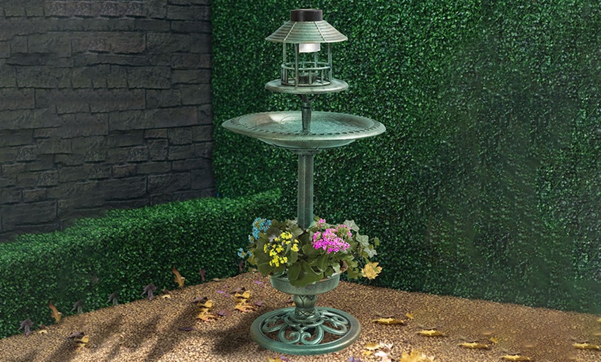 Image 4: Bird Bath Feeder and Solar Light