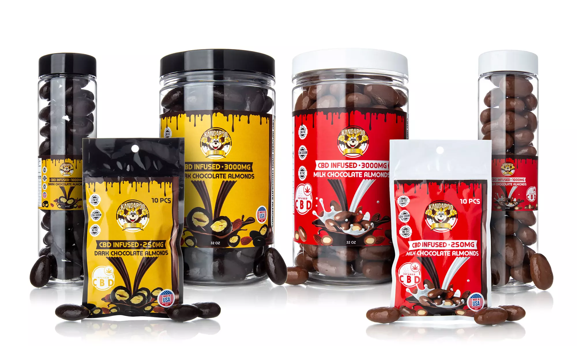 Dark or Milk Chocolate Covered Almonds from Kangaroo CBD (250mg-3000mg) - Primary Image