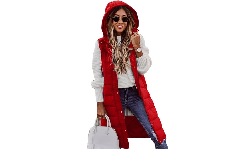 Image 8: Long-Line Hooded Gilet for Women