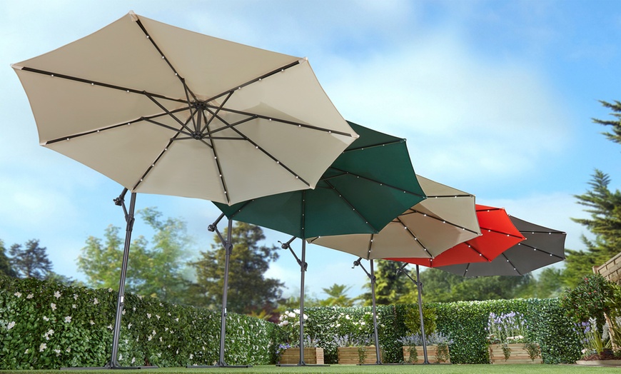 Image 2: Solar LED Cantilever Parasol