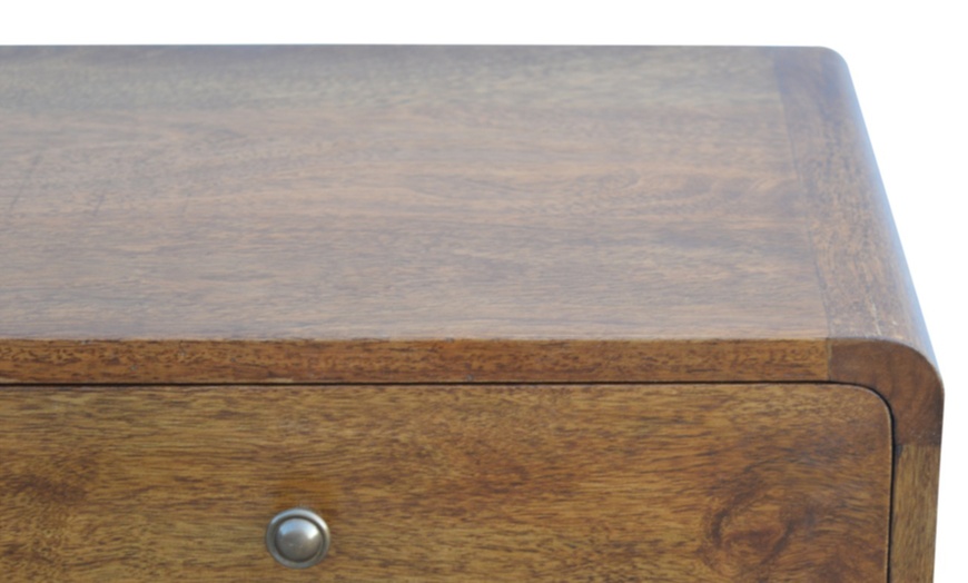 Image 5: Curved Edge Chestnut-Finish Bedside Table