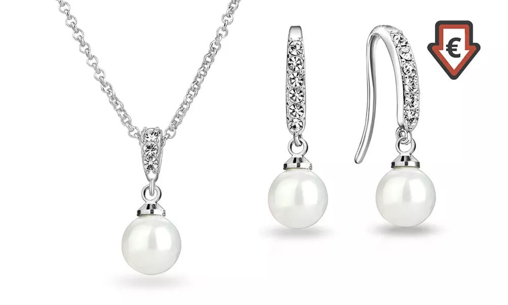 Philip Jones Perlen-Schmuck-Set mit Halskette und Ohrringen verziert mit Kristallen von Swarovski® - Primary Image