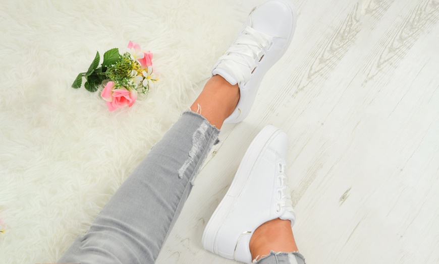 Image 16: Women's Satin Bow Sneakers