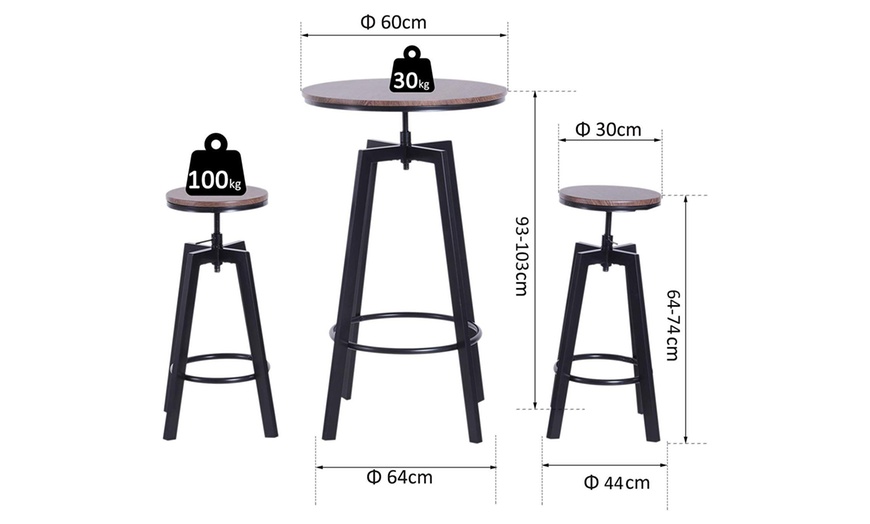 Image 9: Homcom Bar Stools and Table Set