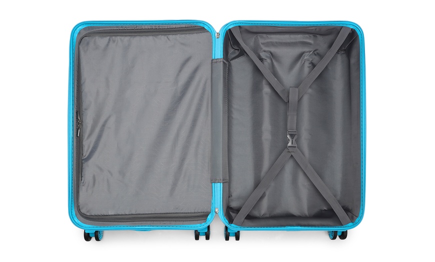 Image 12: One or a Four Piece Collection of Robin's Egg Blue ABS Luggage Set