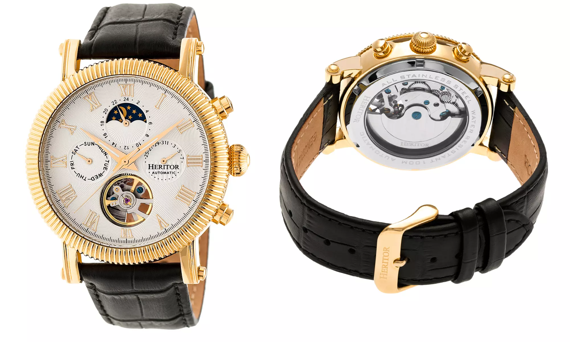 Heritor Automatic Leather Watch