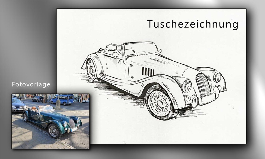 Image 2: Auto Zeichung: Tuschezeichnung (handgezeichnet) von deinem Auto