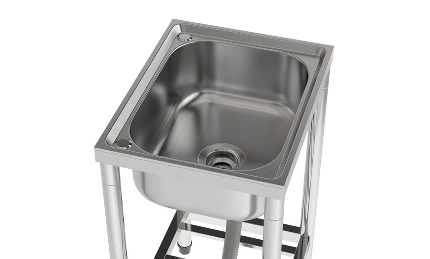 Image 8: Commercial Grade Stainless Steel Sink with Shelf Storage