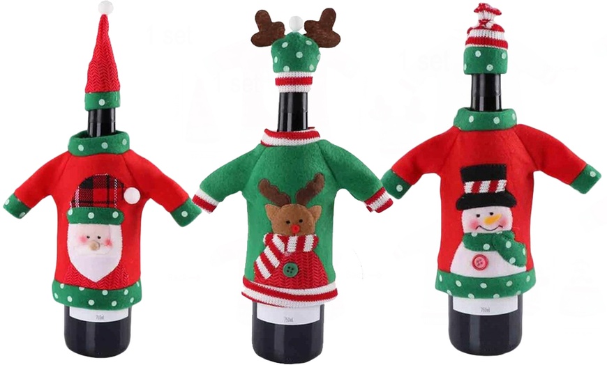 Image 2: Christmas Wine Bottle Covers