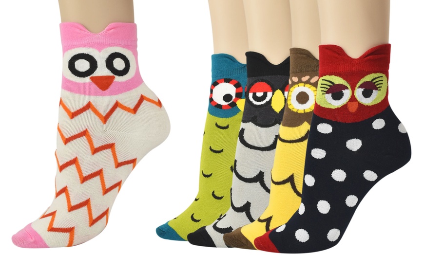 Image 1: Five-Pack of Women's Owl Socks