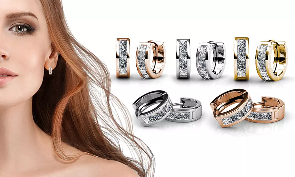 1, 2 ou 3 paires de boucles d'oreilles My Charms plaqué or 18 carats et ornées de cristaux autrichiens - Primary Image