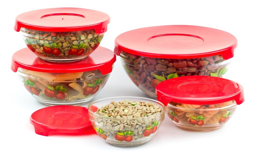 Glass Bowl Set with Lids (10-Pc) | Groupon Goods