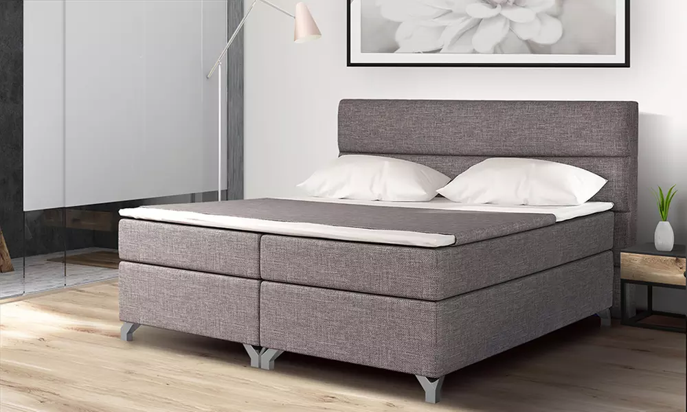 Boxspringbett in Grau mit oder ohne RGB-Beleuchtung, 90 x 200 cm, 160 x 200 cm oder 180 x 200 cm - Second Medium