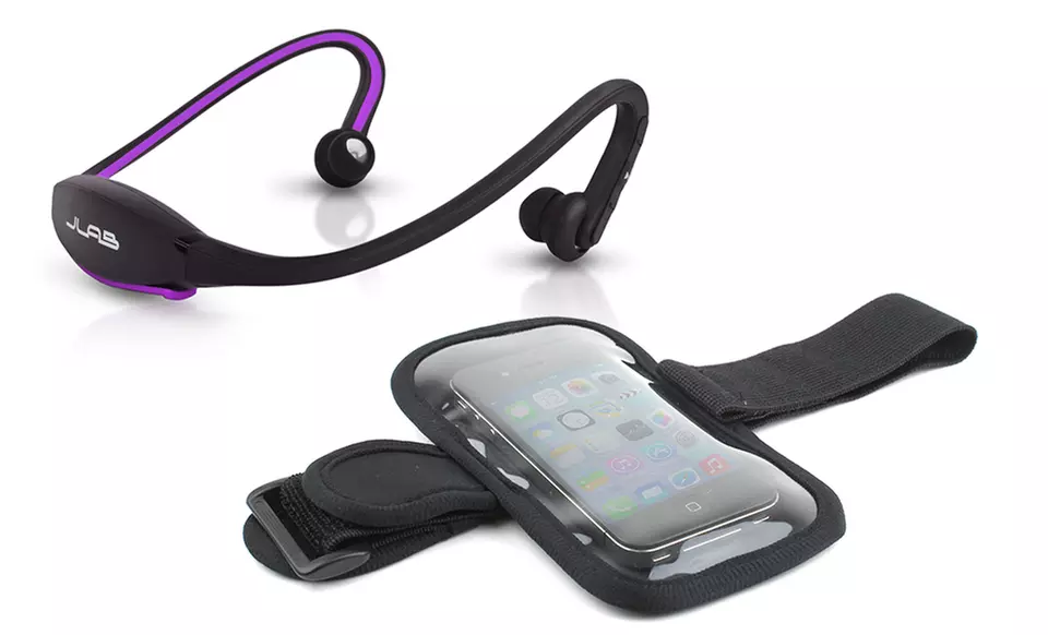 JLab GO Wireless Bluetooth Sport Headphones with Armband in Black, Blue, or Purple - Second Medium