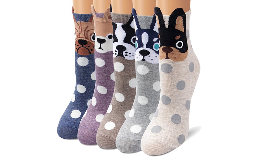 Image 3: Five or Ten Pairs of Women's Dog Socks