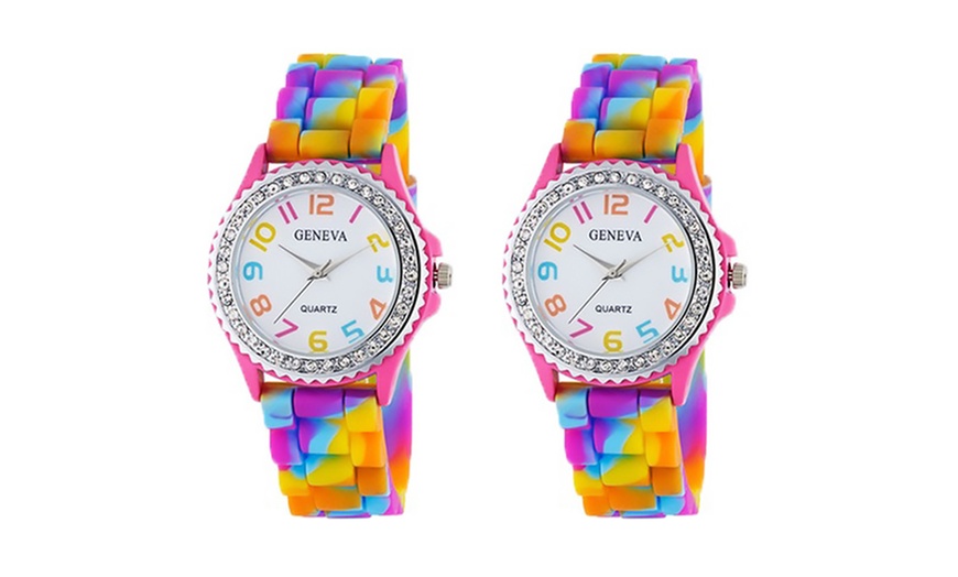 Image 2: Women's Geneva Rainbow Watches