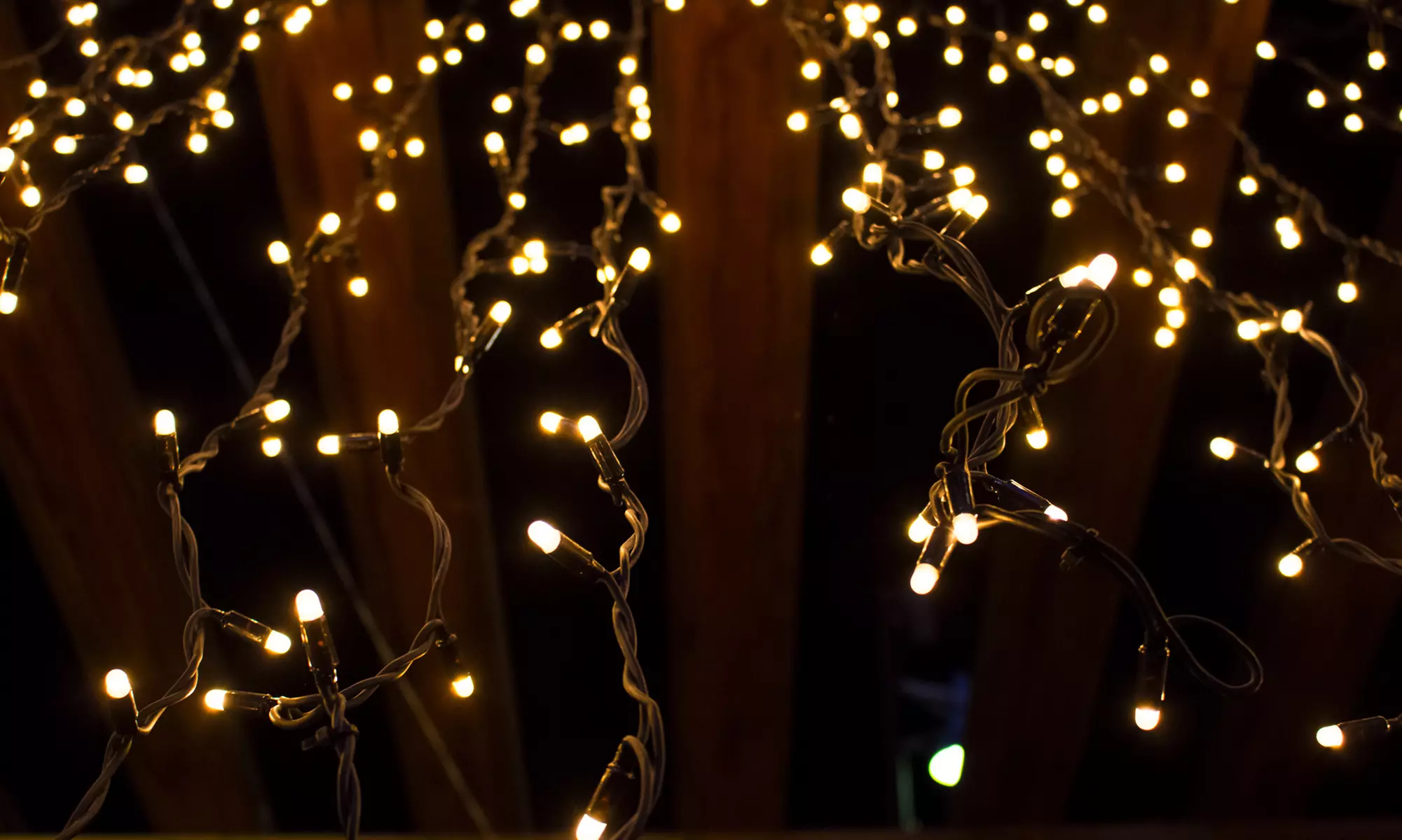 1, 2 ou 4 guirlandes solaires "Yogy" blanc chaud avec 100, 200 ou 400 ampoules LED, marque Lumisky - Primary Image