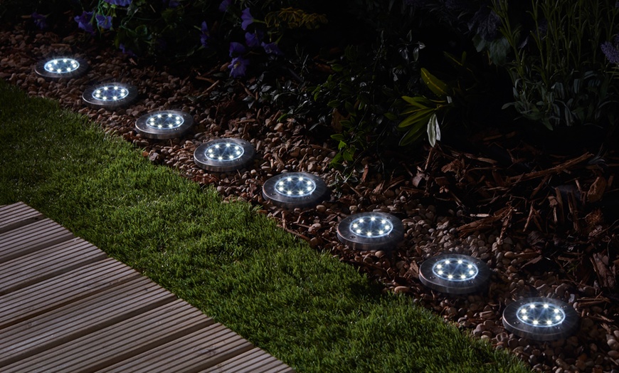 Image 1: 8-LED Solar Deck Lights