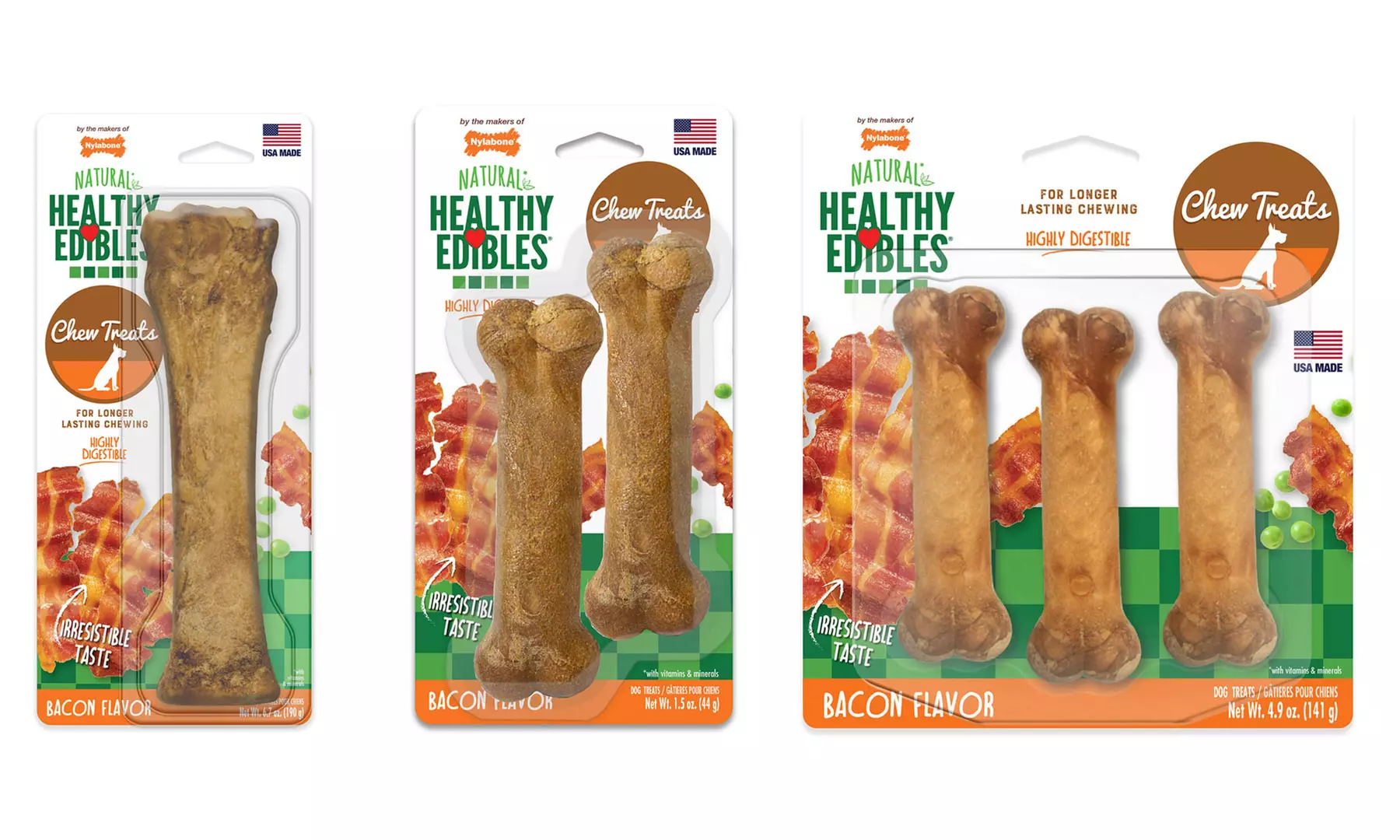 Nylabone Healthy Edibles Long-Lasting Bacon Treats - Primary Image
