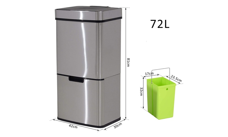 Image 5: HomCom 72L Recycling Sensor Bin