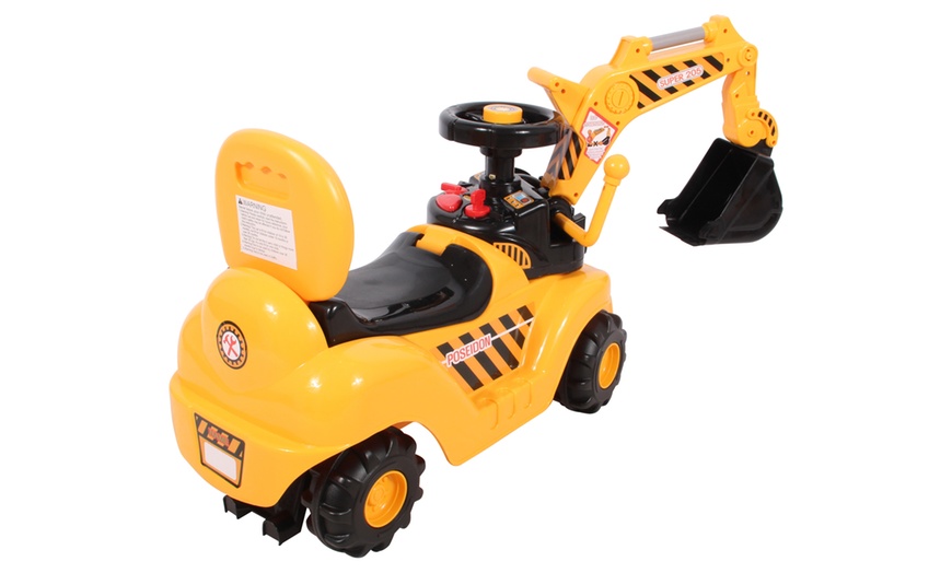 Image 18: Ride-On Toy Digger with Helmet