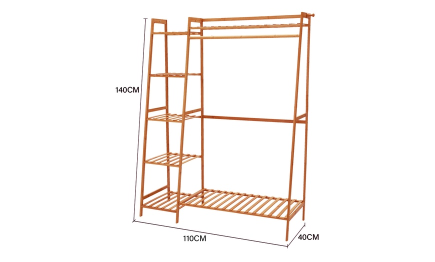 Image 11: Bamboo Garment Rack Bedroom Storage