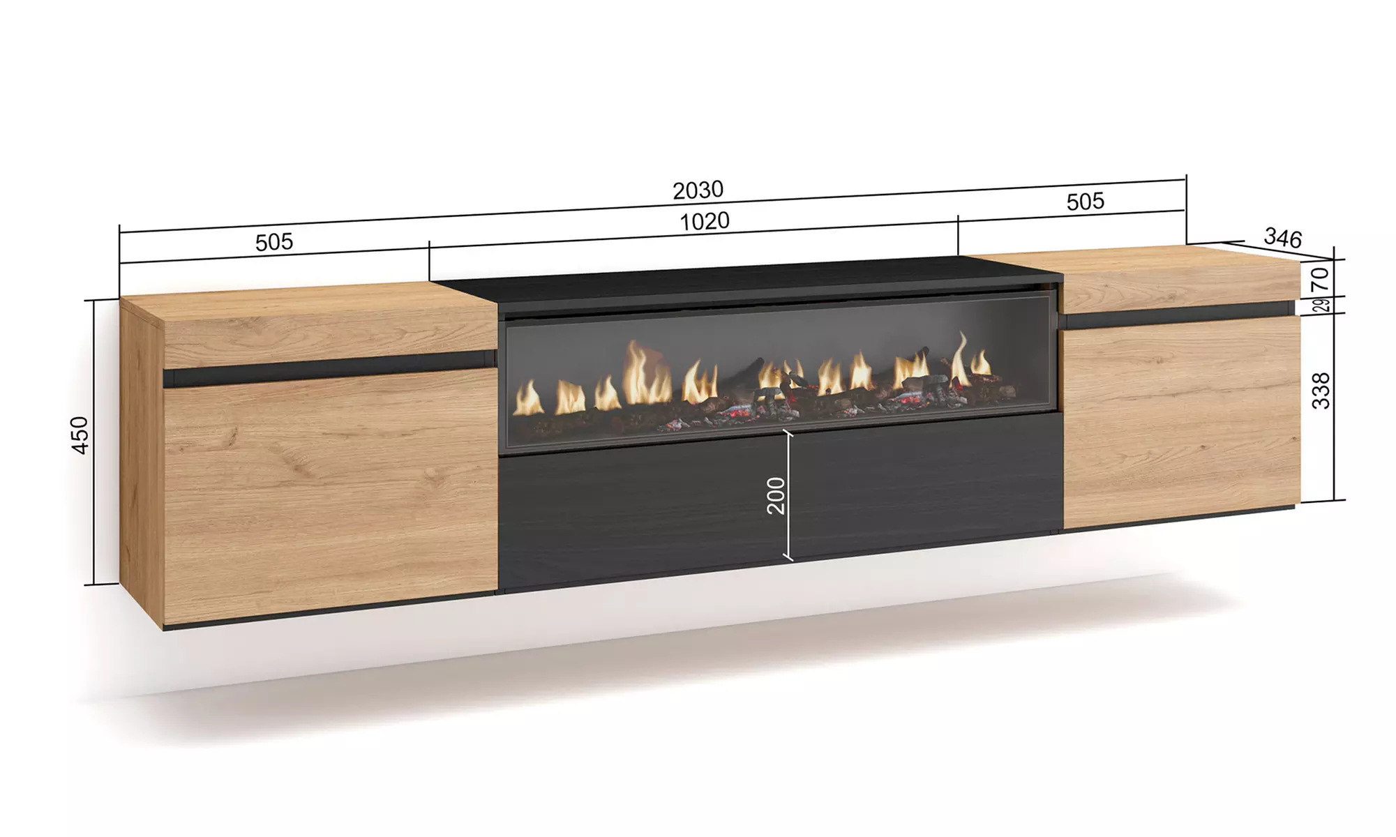 TV-Schrank mit/ohne LED-Elektrokamin