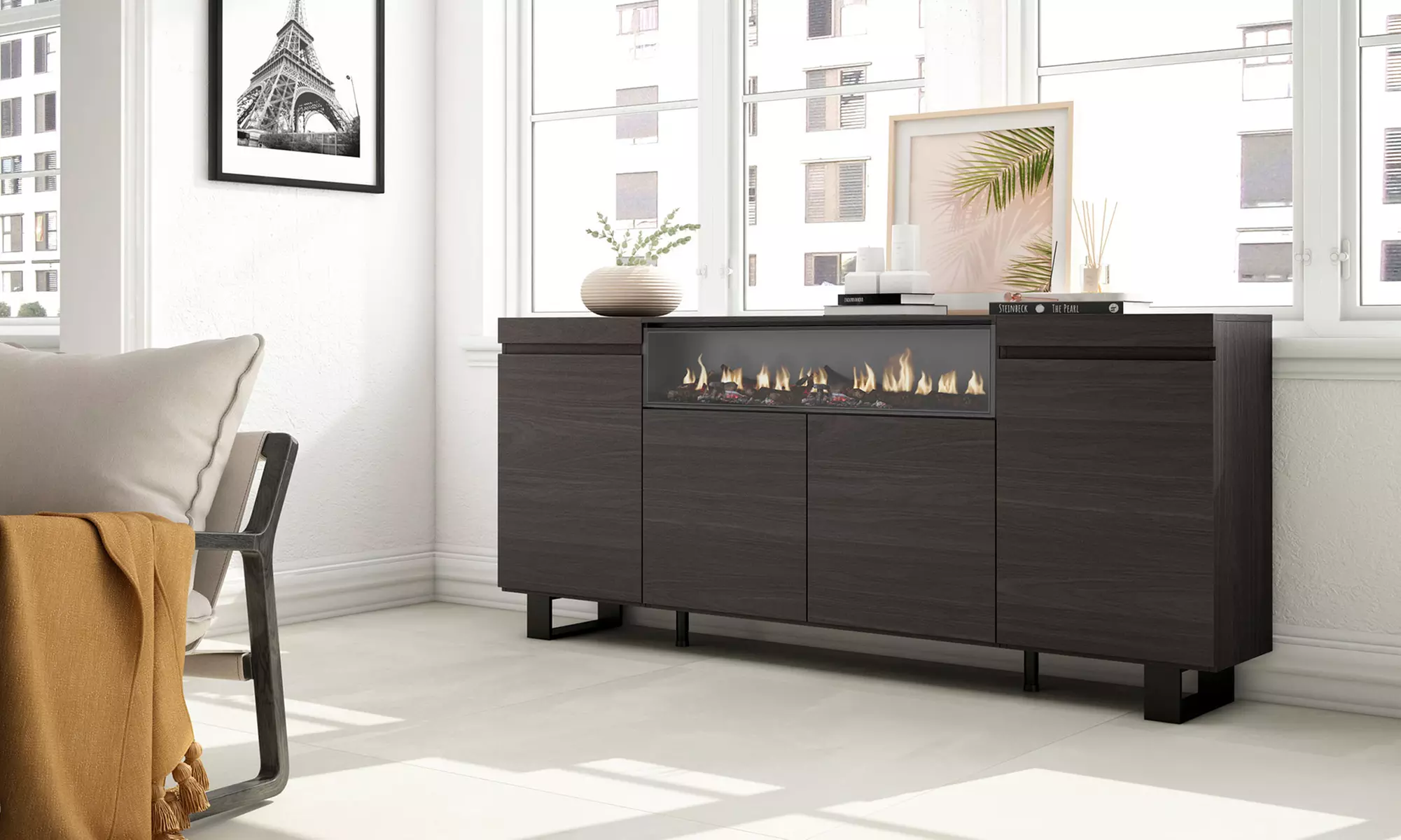 Sideboard mit LED-Elektrokamin