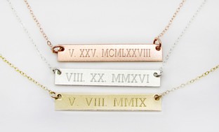 Custom Wedding Date Bar Necklaces from JC Jewelry Design