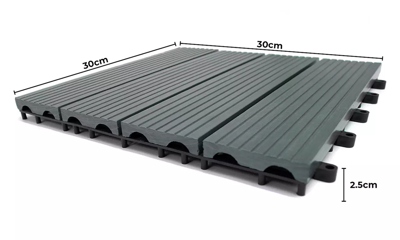 33-Pack WPC Decking Tiles Grey - Second Medium